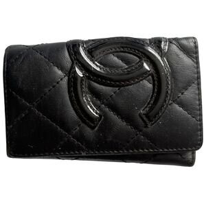 Chanel Cambon Black Line Leather 6 Ring Key Case